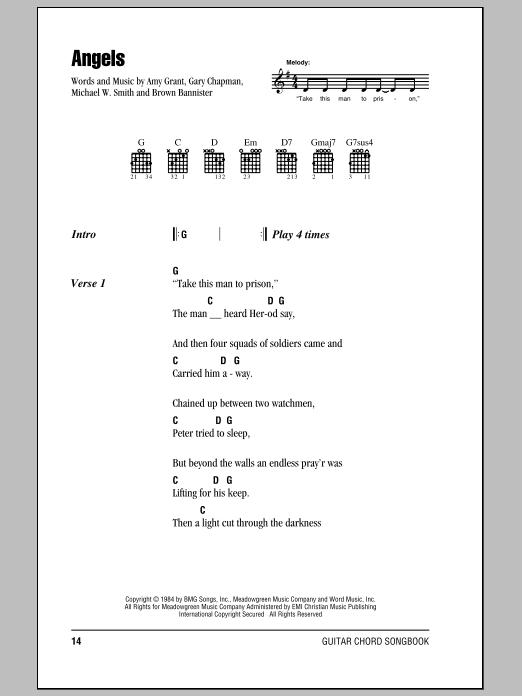 Amy Grant Angels sheet music notes and chords. Download Printable PDF.