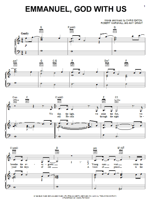 Amy Grant Emmanuel, God With Us sheet music notes and chords. Download Printable PDF.