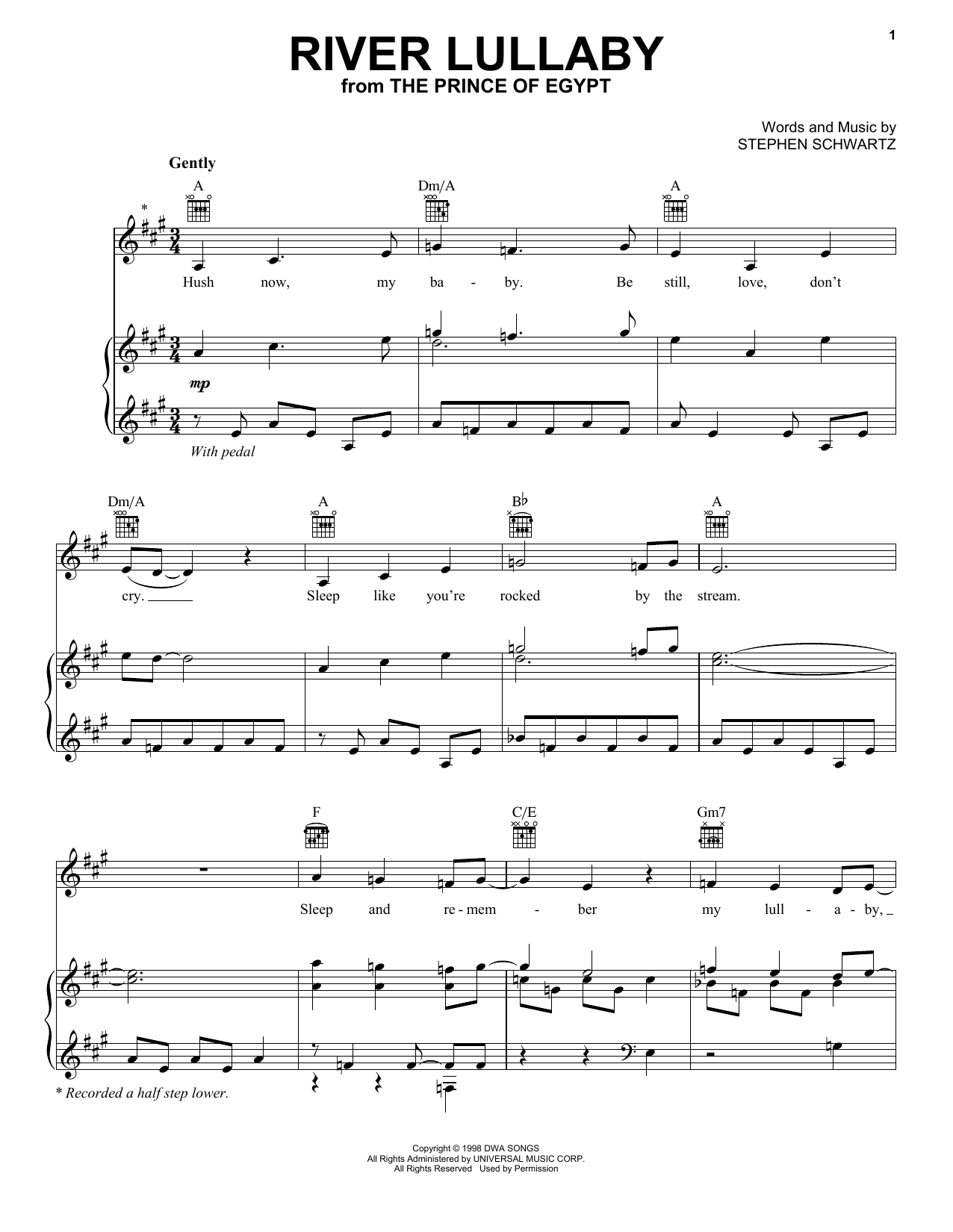 Amy Grant River Lullaby (from The Prince Of Egypt) sheet music notes and chords. Download Printable PDF.