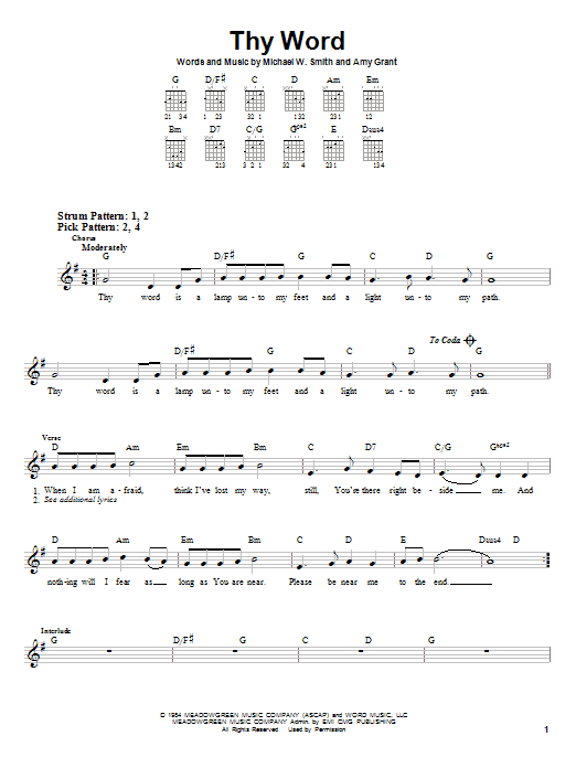 Amy Grant Thy Word sheet music notes and chords. Download Printable PDF.