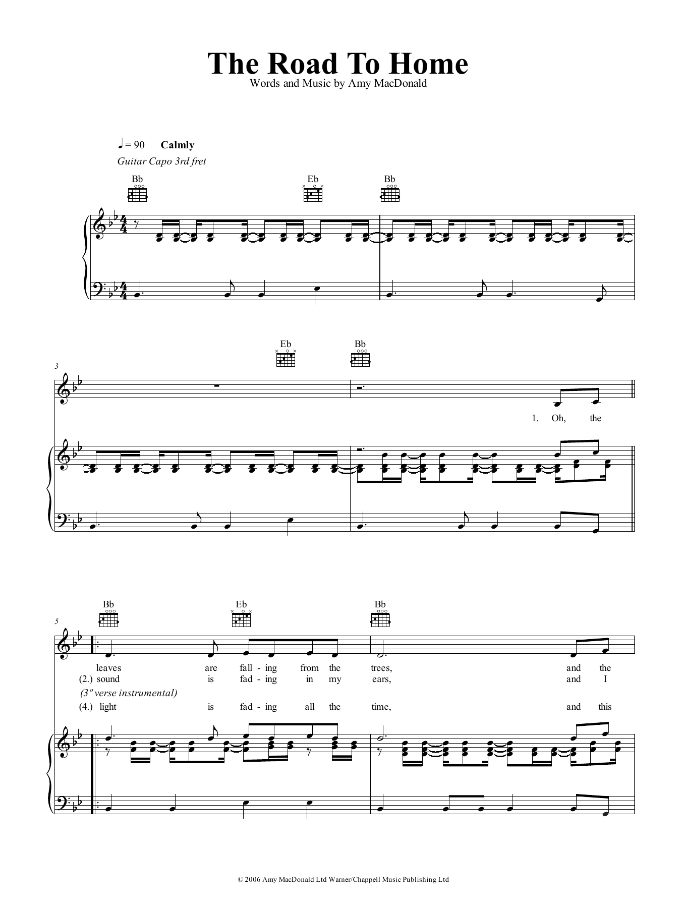 Amy MacDonald The Road To Home sheet music notes and chords. Download Printable PDF.