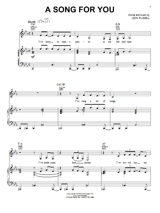 Learn to play Amy Winehouse A Song For You sheet music for Piano, Vocal & Guitar Chords (Right-Hand Melody) in minutes. Price: 7.8900$ Amy Winehouse A Song For You sheet music notes and chords arranged for Piano, Vocal & Guitar Chords (Right-Hand Melody)