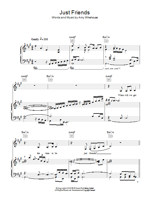 Amy Winehouse Just Friends sheet music notes and chords arranged for Piano, Vocal & Guitar Chords