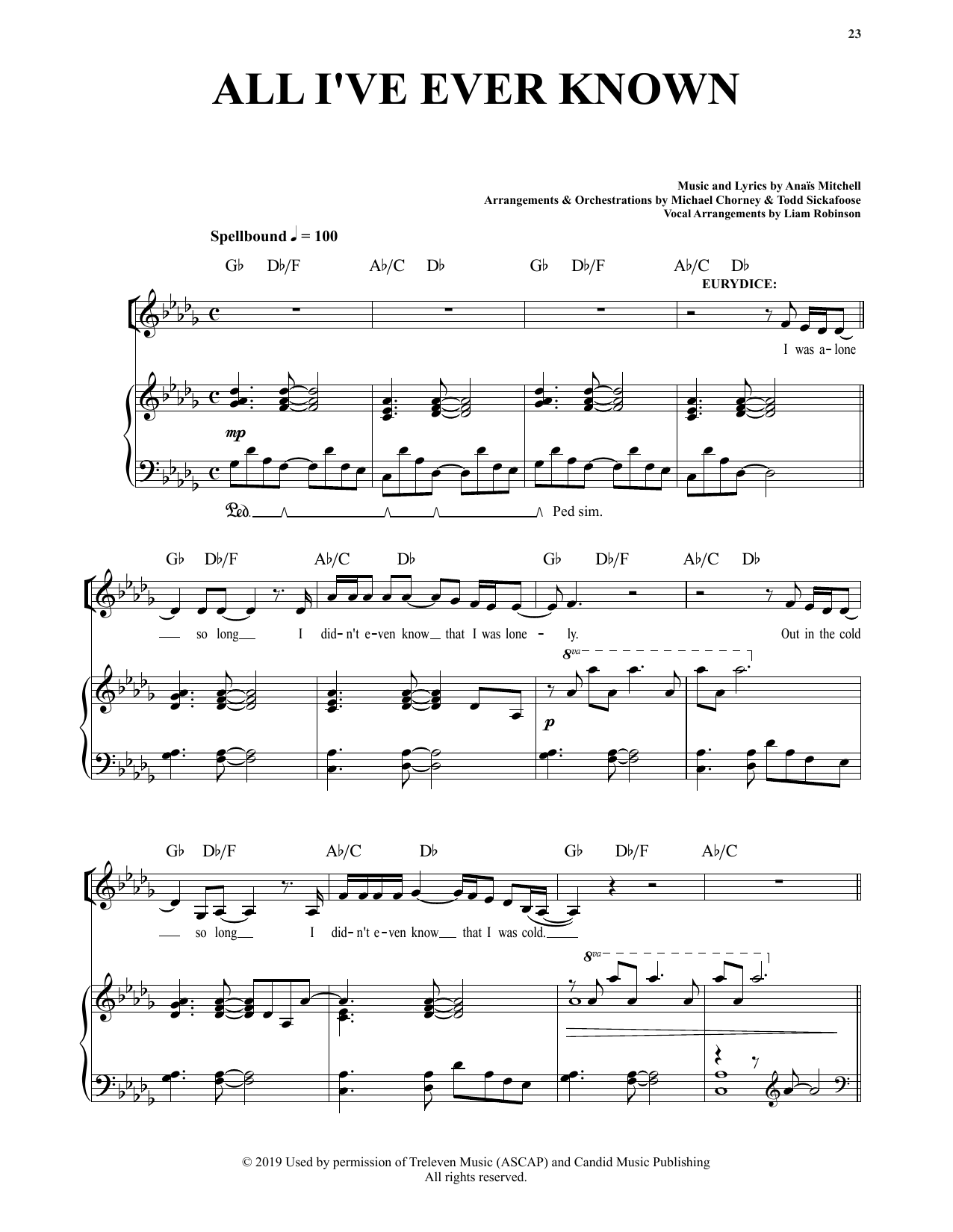 Anais Mitchell All I've Ever Known (from Hadestown) sheet music notes and chords. Download Printable PDF.