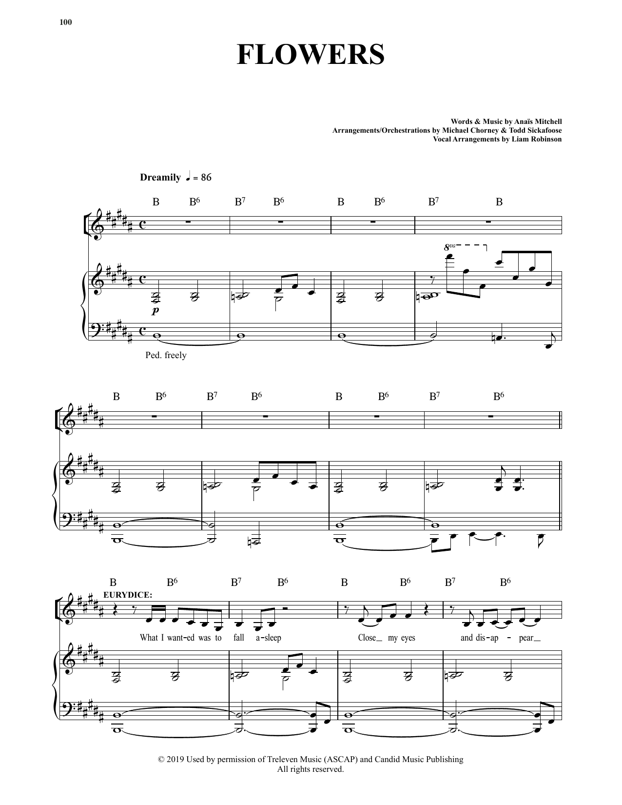 Anais Mitchell Flowers (from Hadestown) sheet music notes and chords. Download Printable PDF.