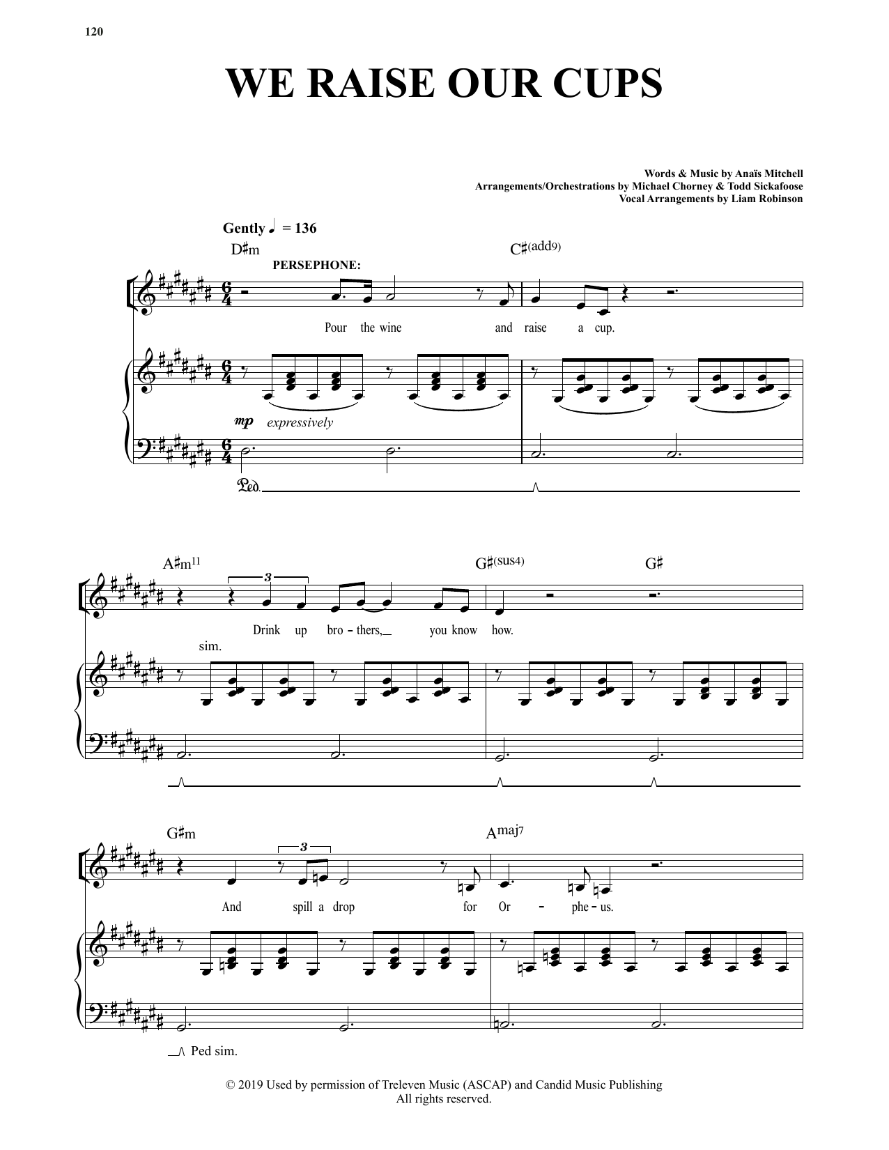 Anais Mitchell We Raise Our Cups (from Hadestown) sheet music notes and chords. Download Printable PDF.