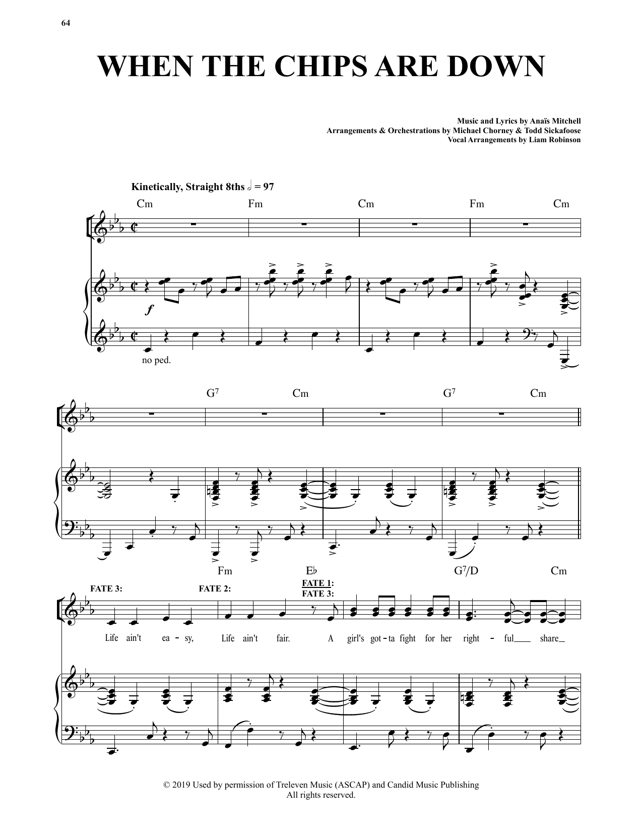 Anais Mitchell When The Chips Are Down (from Hadestown) sheet music notes and chords. Download Printable PDF.