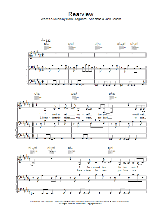 Learn to play Anastacia Rearview sheet music for Piano, Vocal & Guitar Chords in minutes. Price: 7.8900$ Anastacia Rearview sheet music notes and chords arranged for Piano, Vocal & Guitar Chords