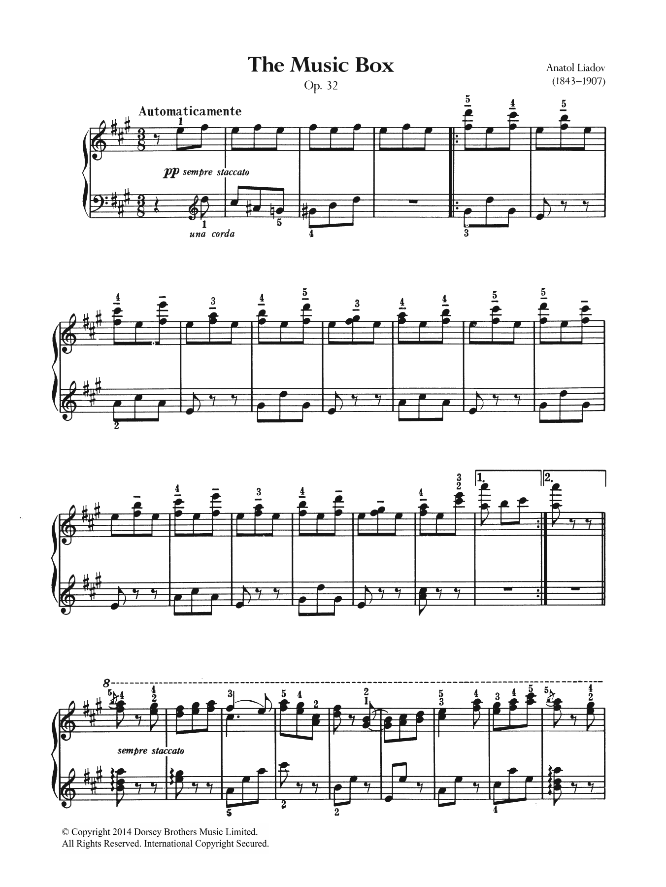 Learn to play Anatoly Lyadov The Music Box sheet music for Piano Solo in minutes. Price: 7.8900$ Anatoly Lyadov The Music Box sheet music notes and chords arranged for Piano Solo