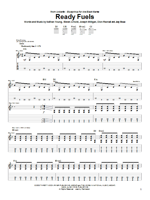 Learn to play Anberlin Ready Fuels sheet music for Guitar Tab in minutes. Price: 7.8900$ Anberlin Ready Fuels sheet music notes and chords arranged for Guitar Tab