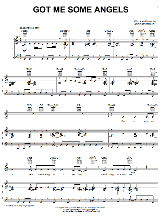 Learn to play Andrae Crouch Got Me Some Angels sheet music for Piano, Vocal & Guitar Chords (Right-Hand Melody) in minutes. Price: 7.8900$ Andrae Crouch Got Me Some Angels sheet music notes and chords arranged for Piano, Vocal & Guitar Chords (Right-Hand Melody)