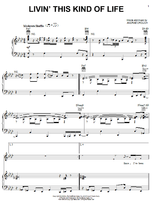 Learn to play Andrae Crouch Livin' This Kind Of Life sheet music for Piano, Vocal & Guitar Chords (Right-Hand Melody) in minutes. Price: 7.8900$ Andrae Crouch Livin' This Kind Of Life sheet music notes and chords arranged for Piano, Vocal & Guitar Chords (Right-Hand Melody)