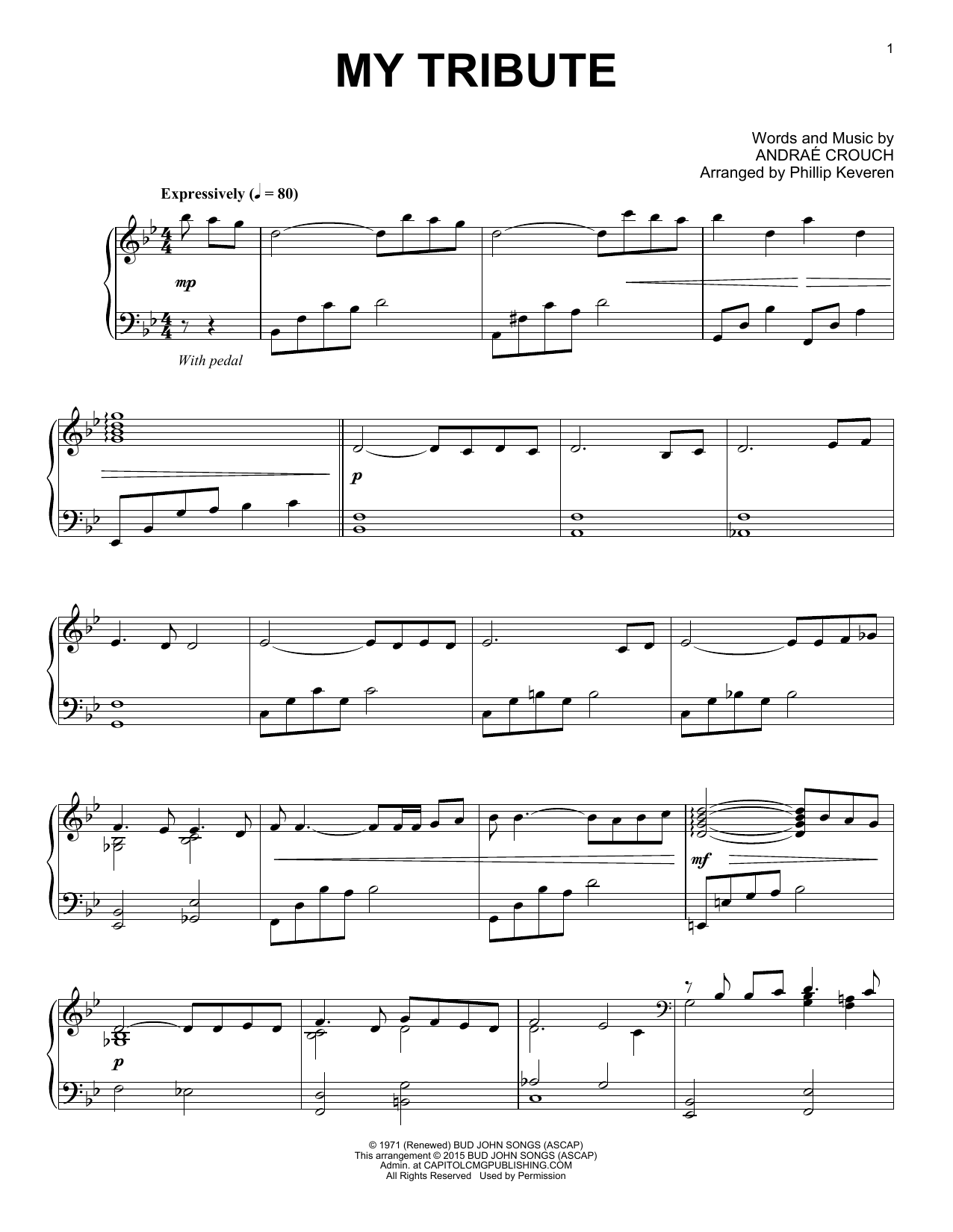 Phillip Keveren My Tribute sheet music notes and chords. Download Printable PDF.