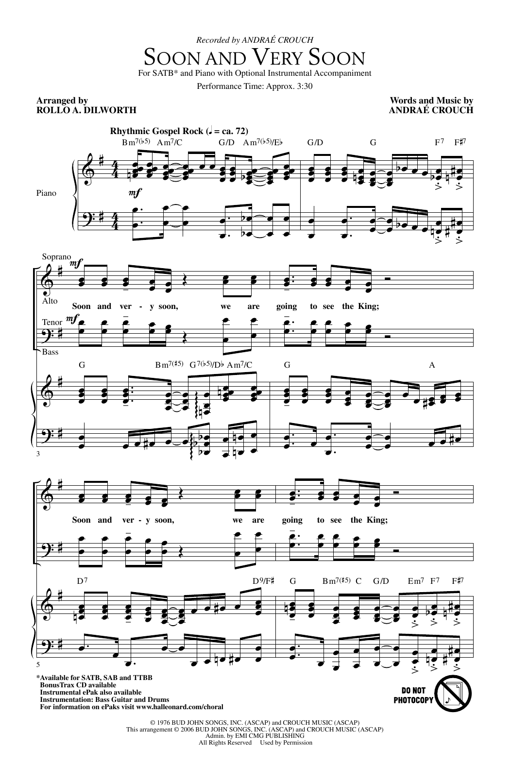 Rollo Dilworth Soon And Very Soon sheet music notes and chords. Download Printable PDF.