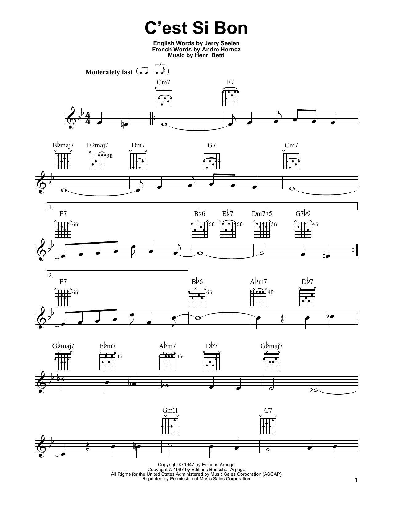 Andre Hornez C'est Si Bon sheet music notes and chords. Download Printable PDF.