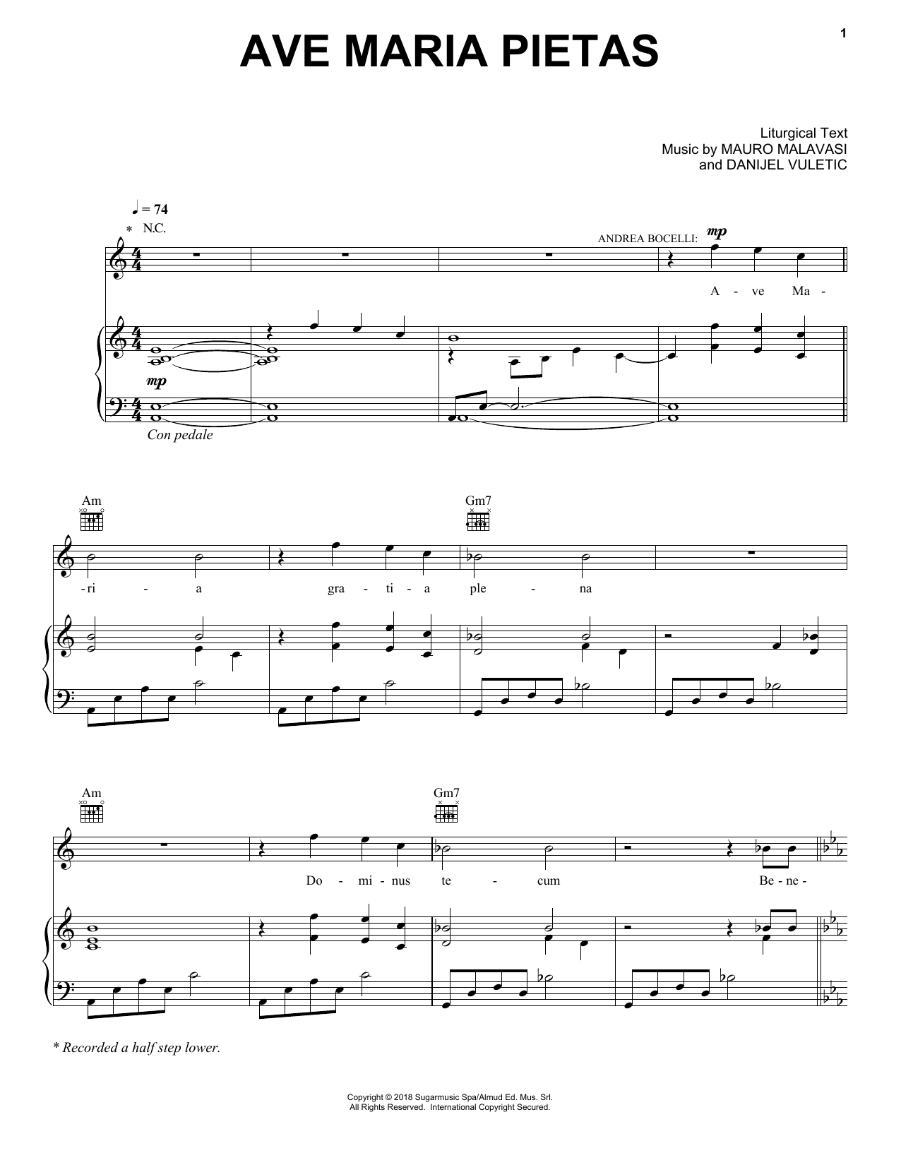 Andrea Bocelli Ave Maria Pietas (feat. Aida Garifullina) sheet music notes and chords. Download Printable PDF.