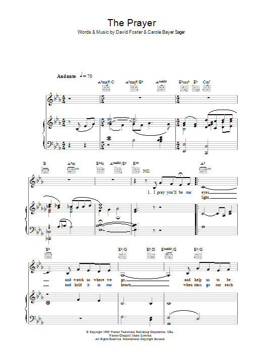 Katherine Jenkins The Prayer sheet music notes and chords. Download Printable PDF.