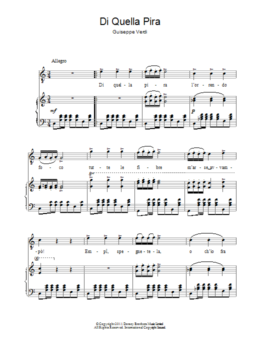 Learn to play Andrea Bocelli Di Quella Pira sheet music for Piano & Vocal in minutes. Price: 6.9900$ Andrea Bocelli Di Quella Pira sheet music notes and chords arranged for Piano & Vocal