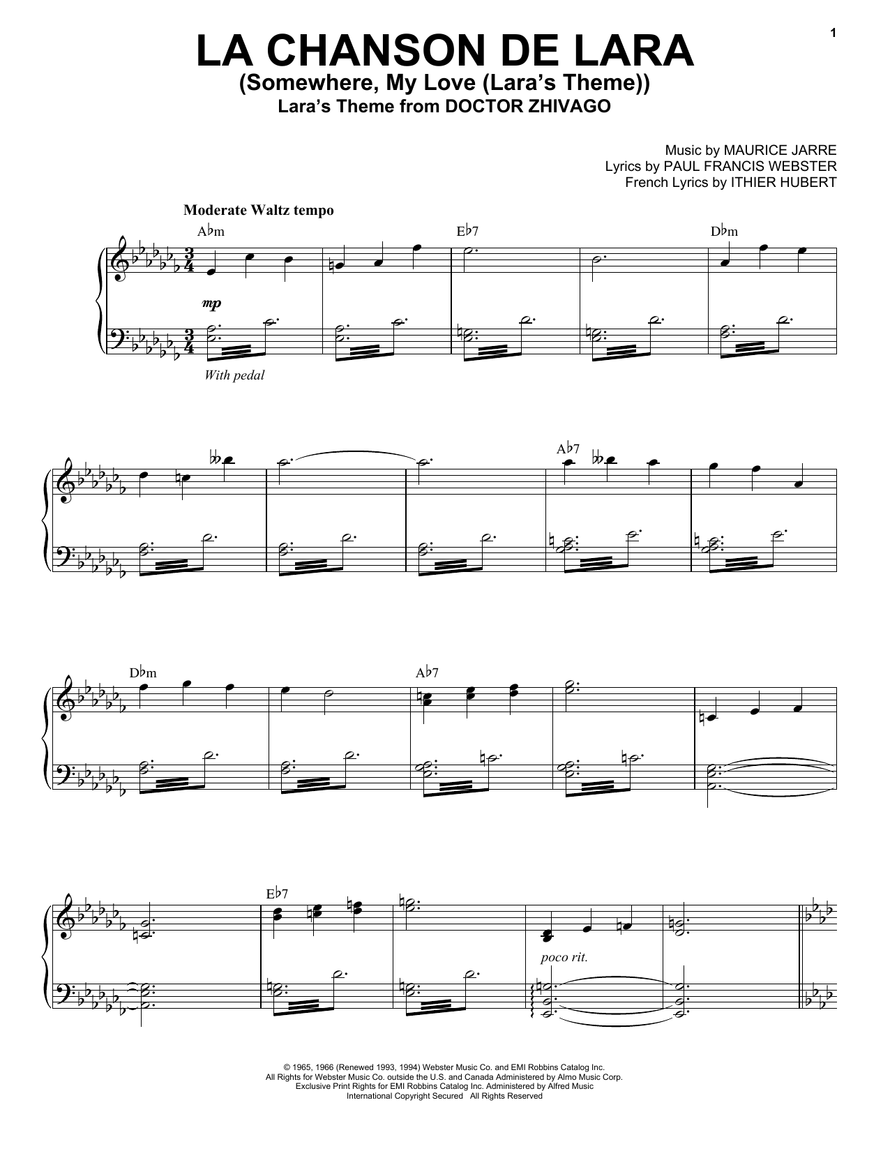Learn to play Andrea Bocelli La Chanson De Lara (Somewhere, My Love (Lara's Theme)) sheet music for Piano & Vocal in minutes. Price: 7.8900$ Andrea Bocelli La Chanson De Lara (Somewhere, My Love (Lara's Theme)) sheet music notes and chords arranged for Piano & Vocal