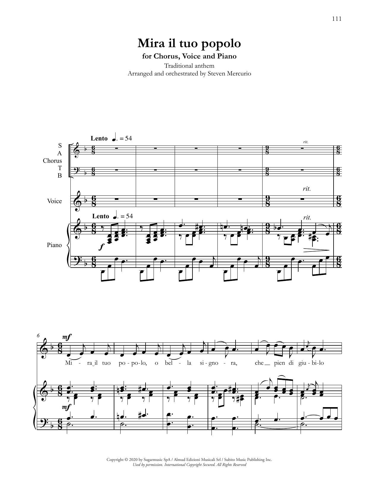 Andrea Bocelli Mira il tuo popolo (arr. Steven Mercurio) sheet music notes and chords. Download Printable PDF.