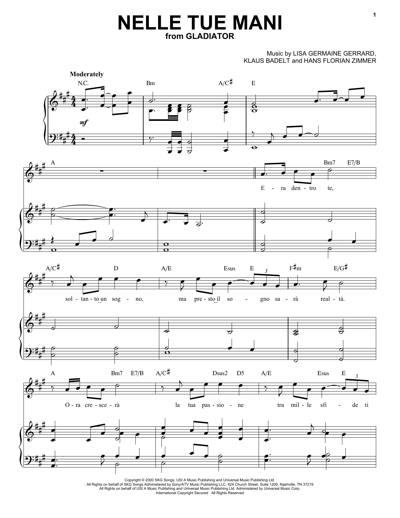 Andrea Bocelli Nelle Tue Mani sheet music notes and chords. Download Printable PDF.