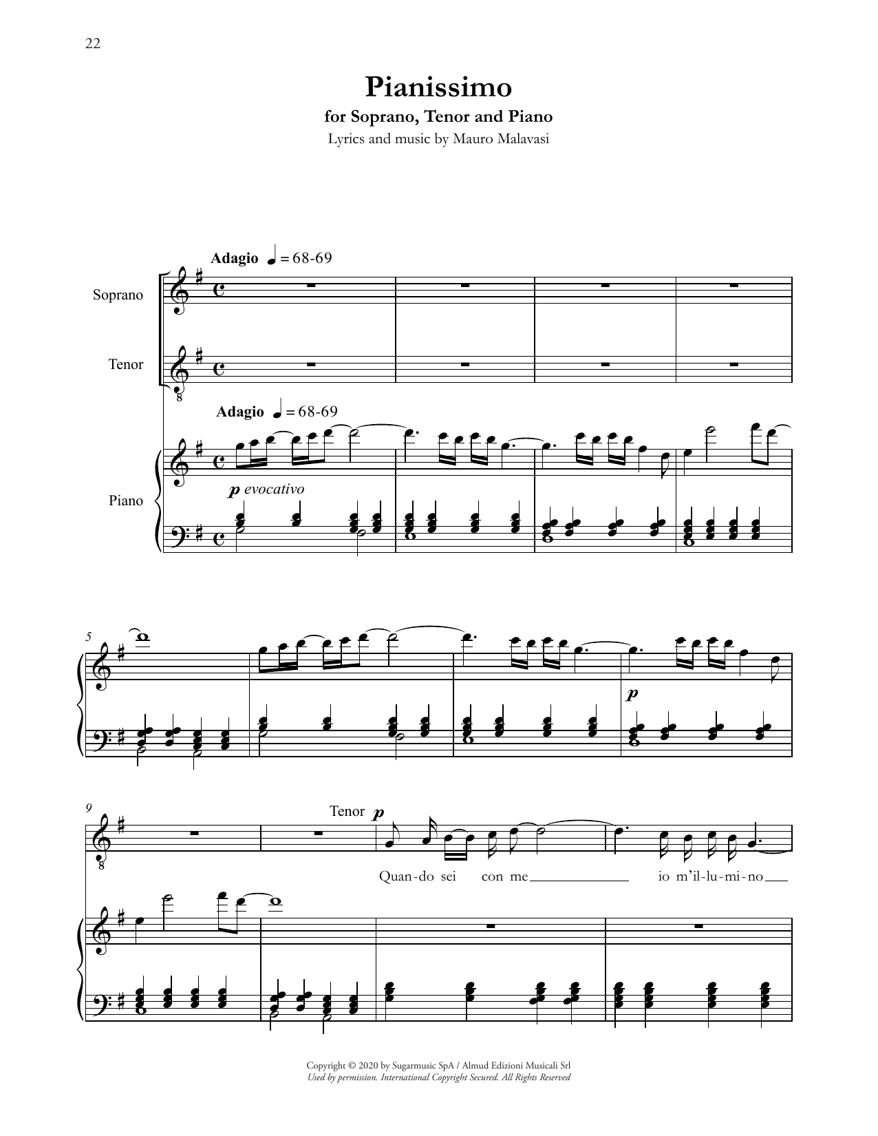 Andrea Bocelli Pianissimo sheet music notes and chords. Download Printable PDF.