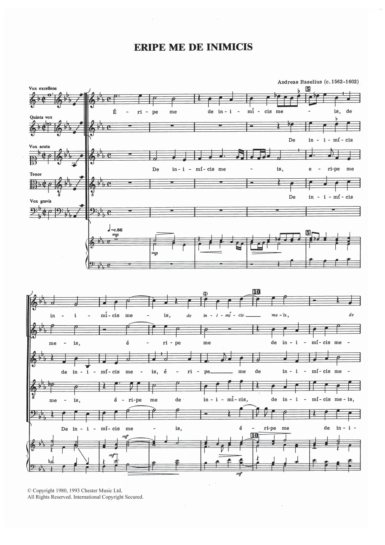 Learn to play Andreas Raselius Eripe Me De Inimicis sheet music for Piano, Vocal & Guitar Chords in minutes. Price: 7.8900$ Andreas Raselius Eripe Me De Inimicis sheet music notes and chords arranged for Piano, Vocal & Guitar Chords