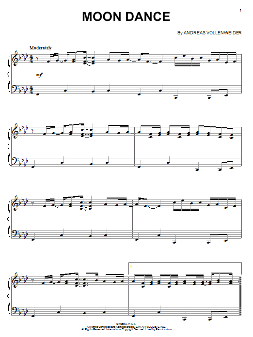 Learn to play Andreas Vollenweider Moon Dance sheet music for Piano Solo in minutes. Price: 7.8900$ Andreas Vollenweider Moon Dance sheet music notes and chords arranged for Piano Solo