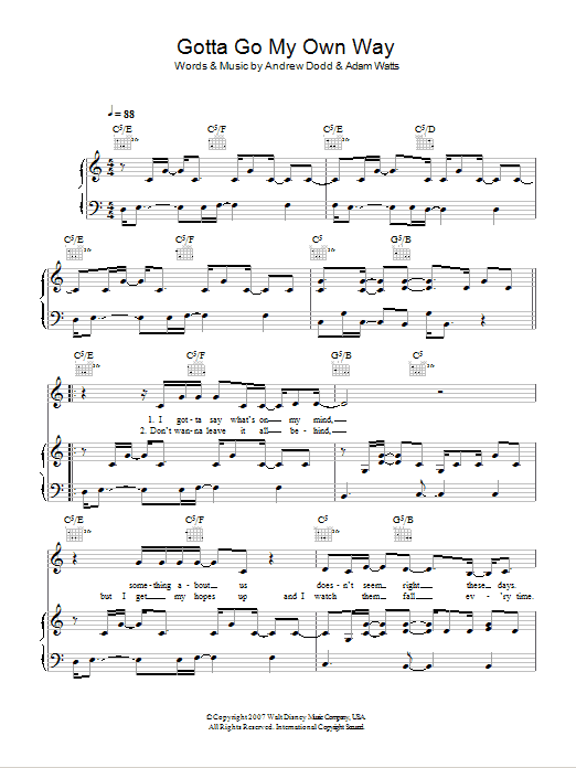 Andrew Dodd Gotta Go My Own Way sheet music notes and chords. Download Printable PDF.