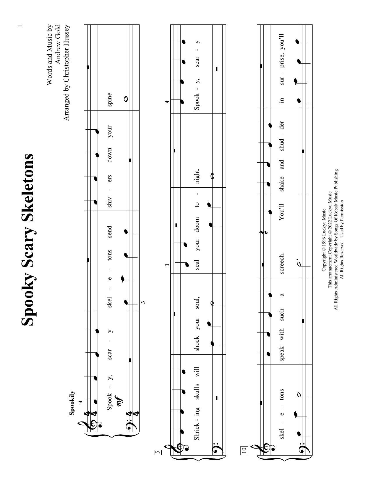 Andrew Gold Spooky Scary Skeletons (arr. Christopher Hussey) sheet music notes and chords. Download Printable PDF.