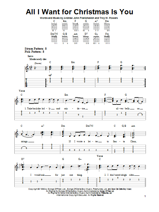 Andrew John Franichevich All I Want For Christmas Is You sheet music notes and chords. Download Printable PDF.