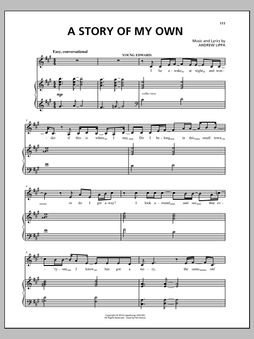 Andrew Lippa A Story Of My Own sheet music notes and chords. Download Printable PDF.