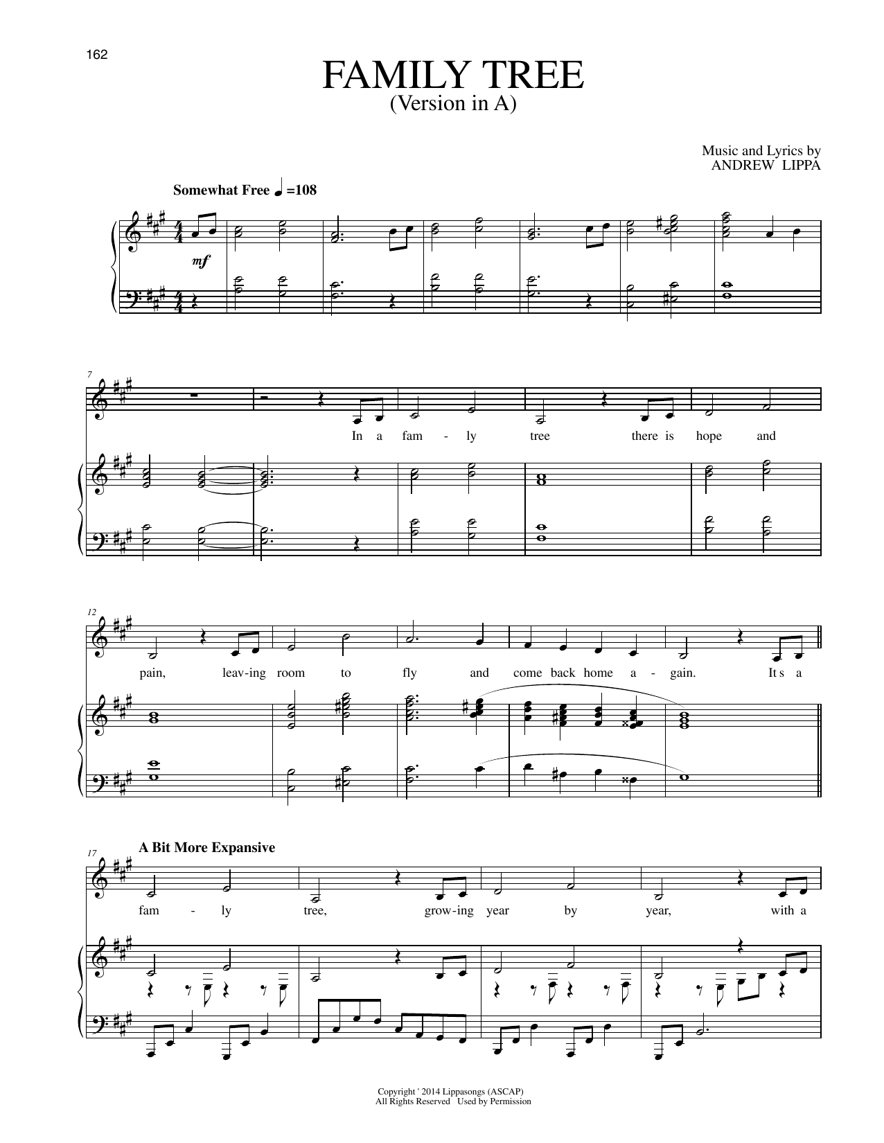 Learn to play Andrew Lippa Family Tree (Version in A) sheet music for Piano & Vocal in minutes. Price: 7.8900$ Andrew Lippa Family Tree (Version in A) sheet music notes and chords arranged for Piano & Vocal