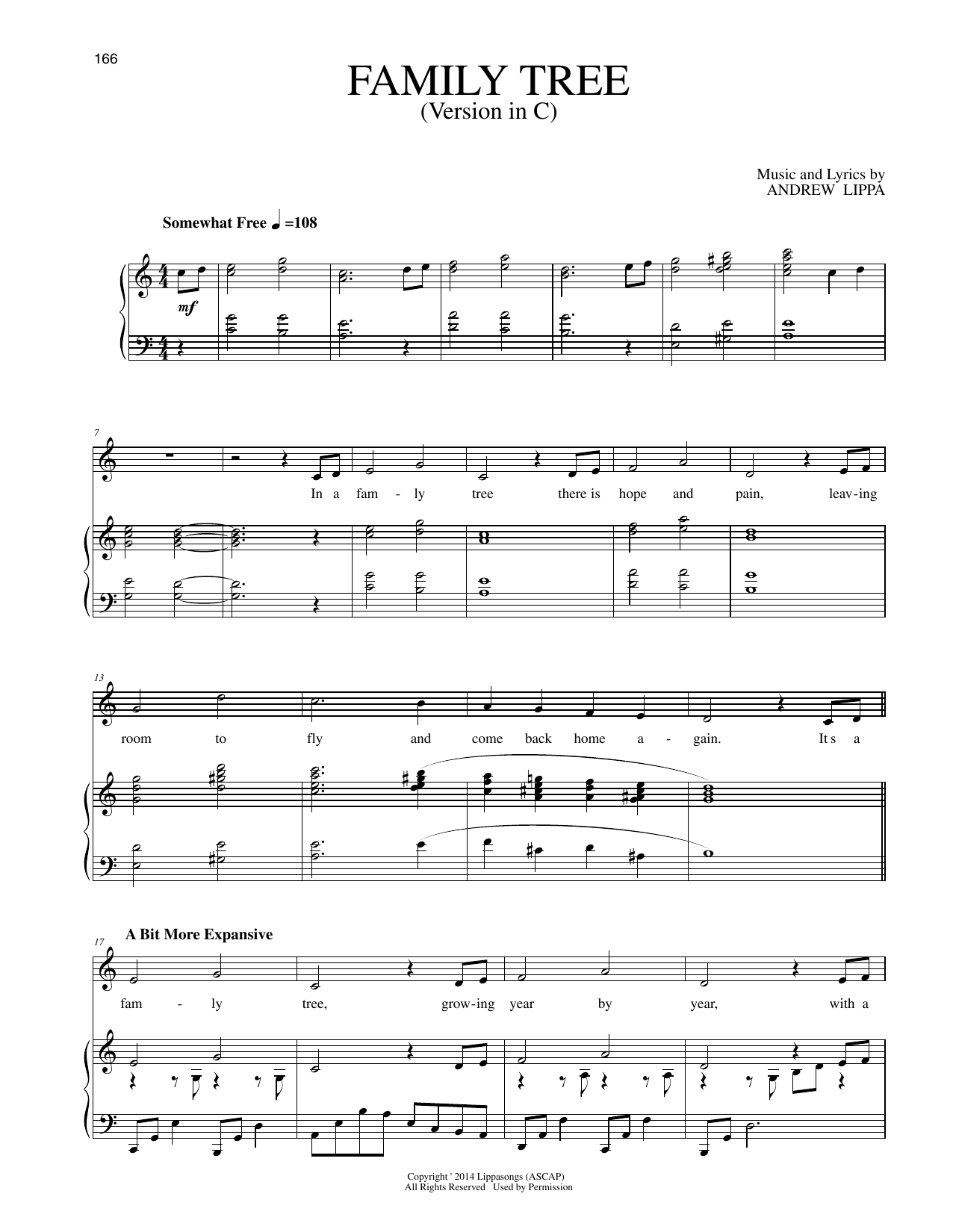 Learn to play Andrew Lippa Family Tree (Version in C) sheet music for Piano & Vocal in minutes. Price: 7.8900$ Andrew Lippa Family Tree (Version in C) sheet music notes and chords arranged for Piano & Vocal