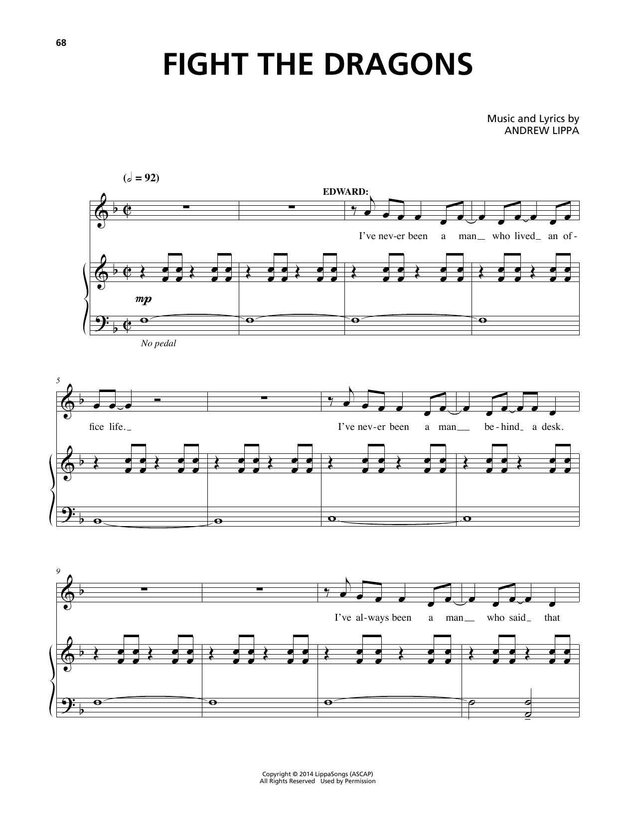 Andrew Lippa Fight The Dragons sheet music notes and chords. Download Printable PDF.