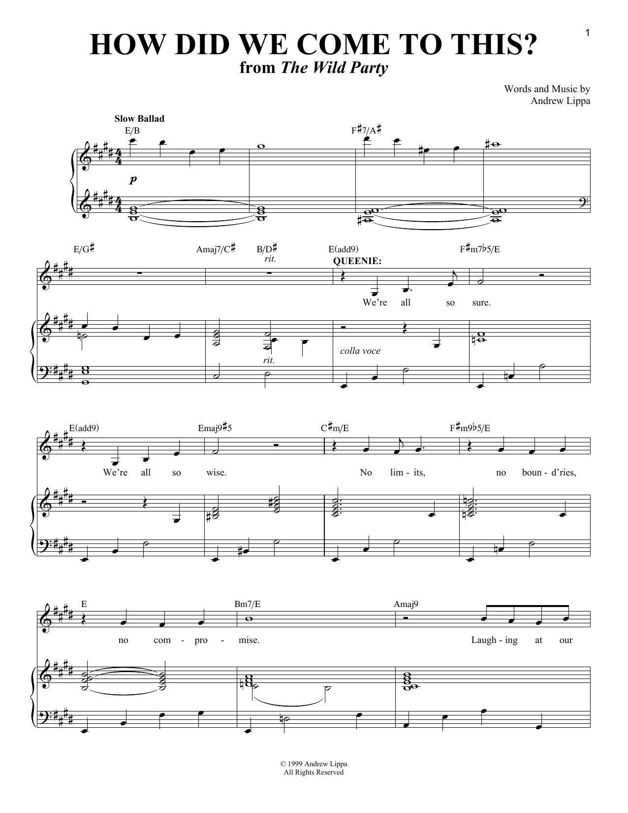 Andrew Lippa How Did We Come To This? sheet music notes and chords. Download Printable PDF.