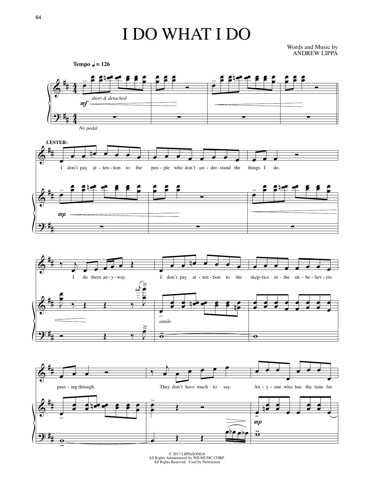 Andrew Lippa I Do What I Do (from The Man In The Ceiling) sheet music notes and chords arranged for Piano & Vocal