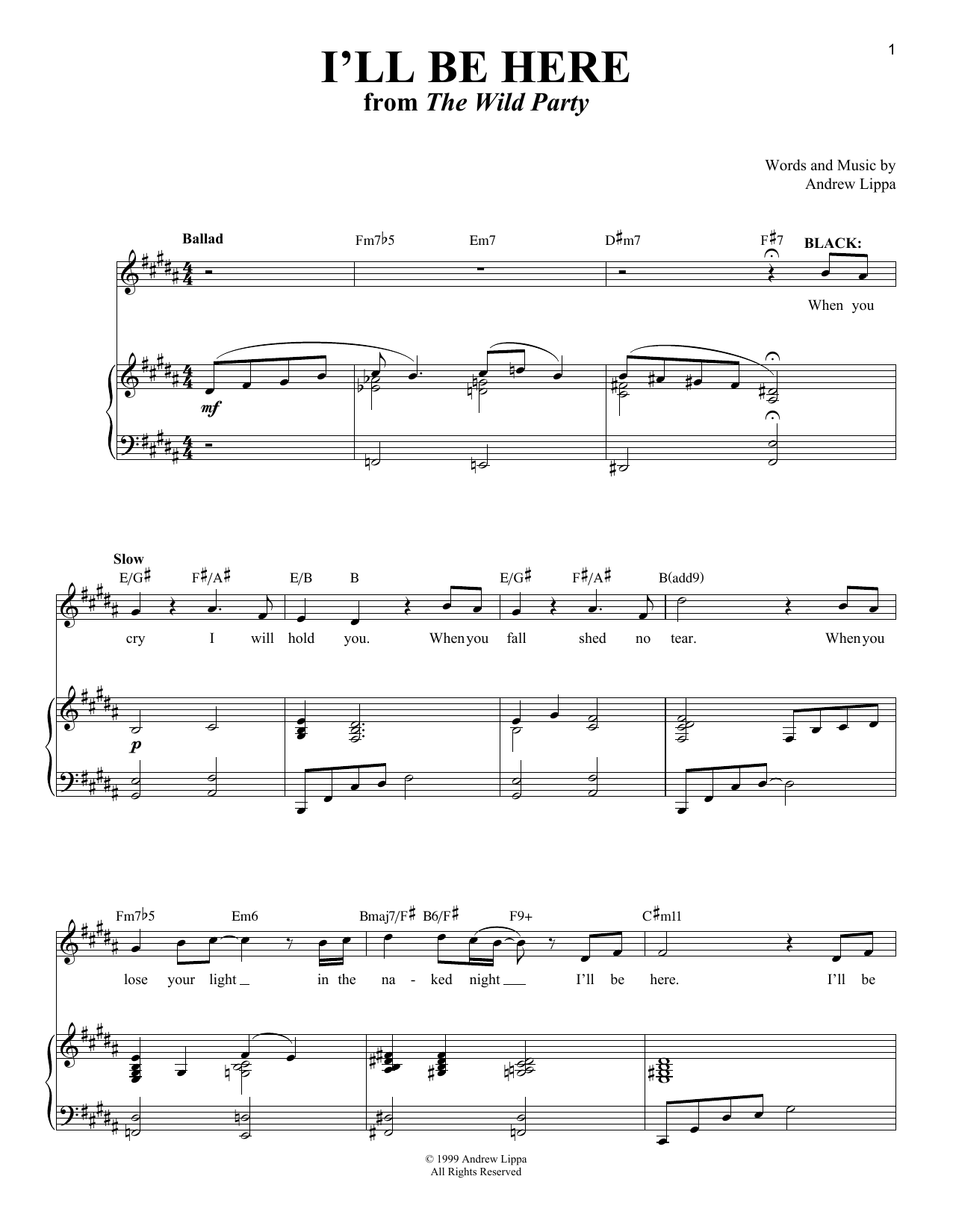 Andrew Lippa I'll Be Here sheet music notes and chords arranged for Piano, Vocal & Guitar Chords (Right-Hand Melody)