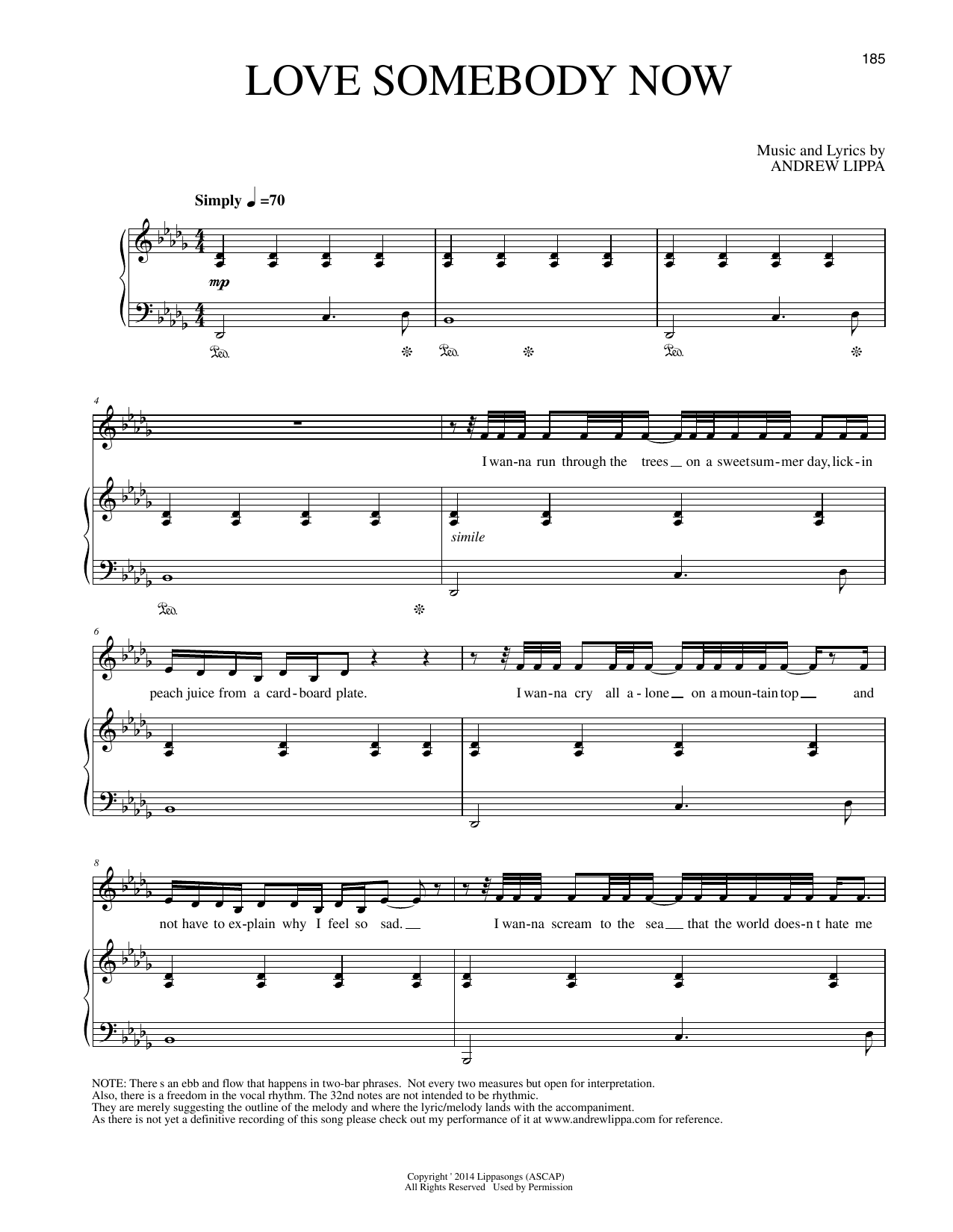 Learn to play Andrew Lippa Love Somebody Now sheet music for Piano & Vocal in minutes. Price: 7.8900$ Andrew Lippa Love Somebody Now sheet music notes and chords arranged for Piano & Vocal