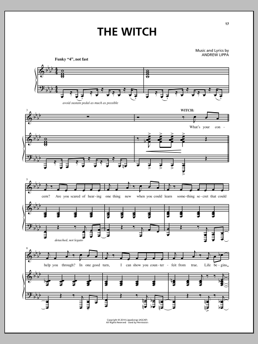 Andrew Lippa The Witch sheet music notes and chords. Download Printable PDF.