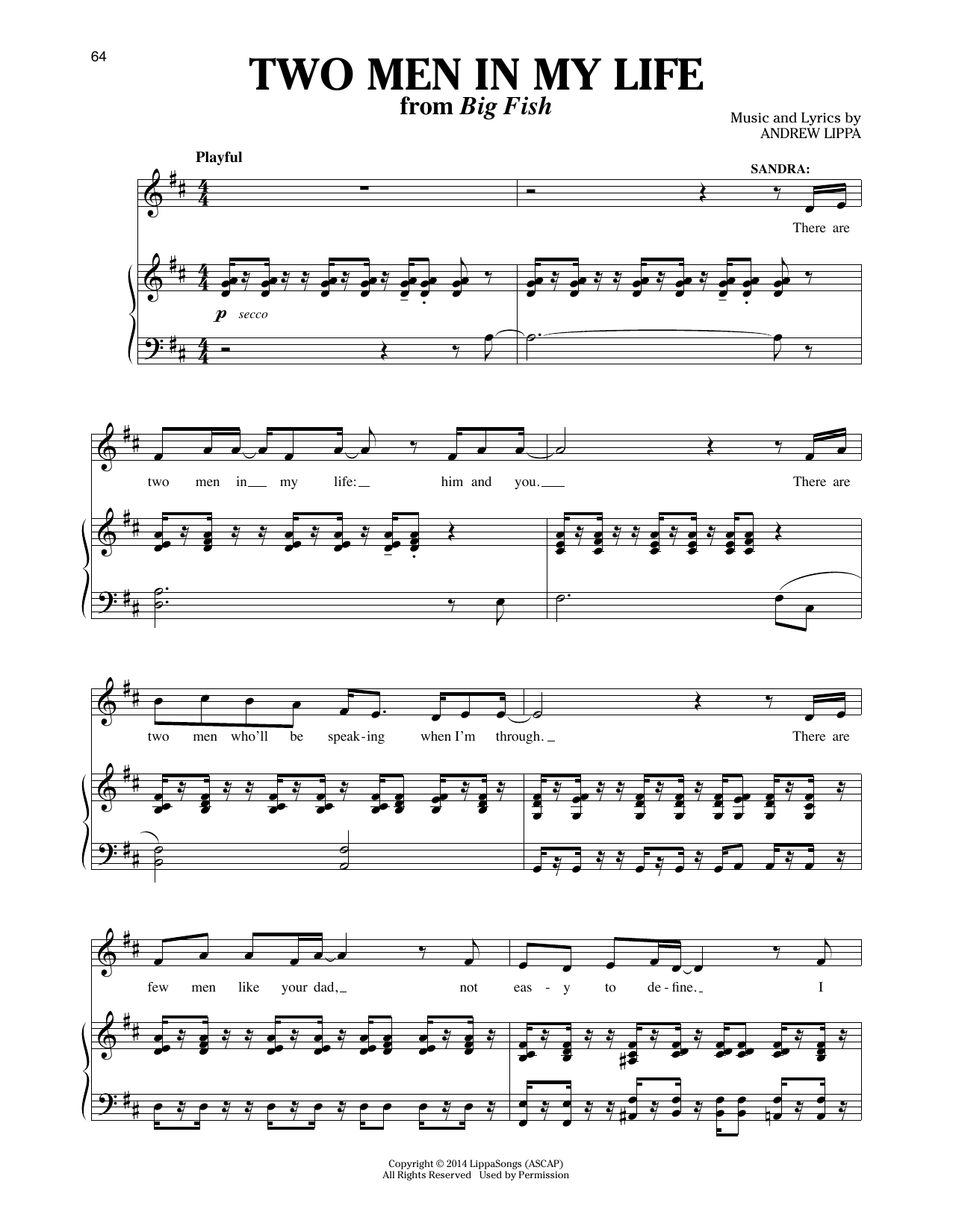 Andrew Lippa Two Men In My Life (from Big Fish) sheet music notes and chords. Download Printable PDF.