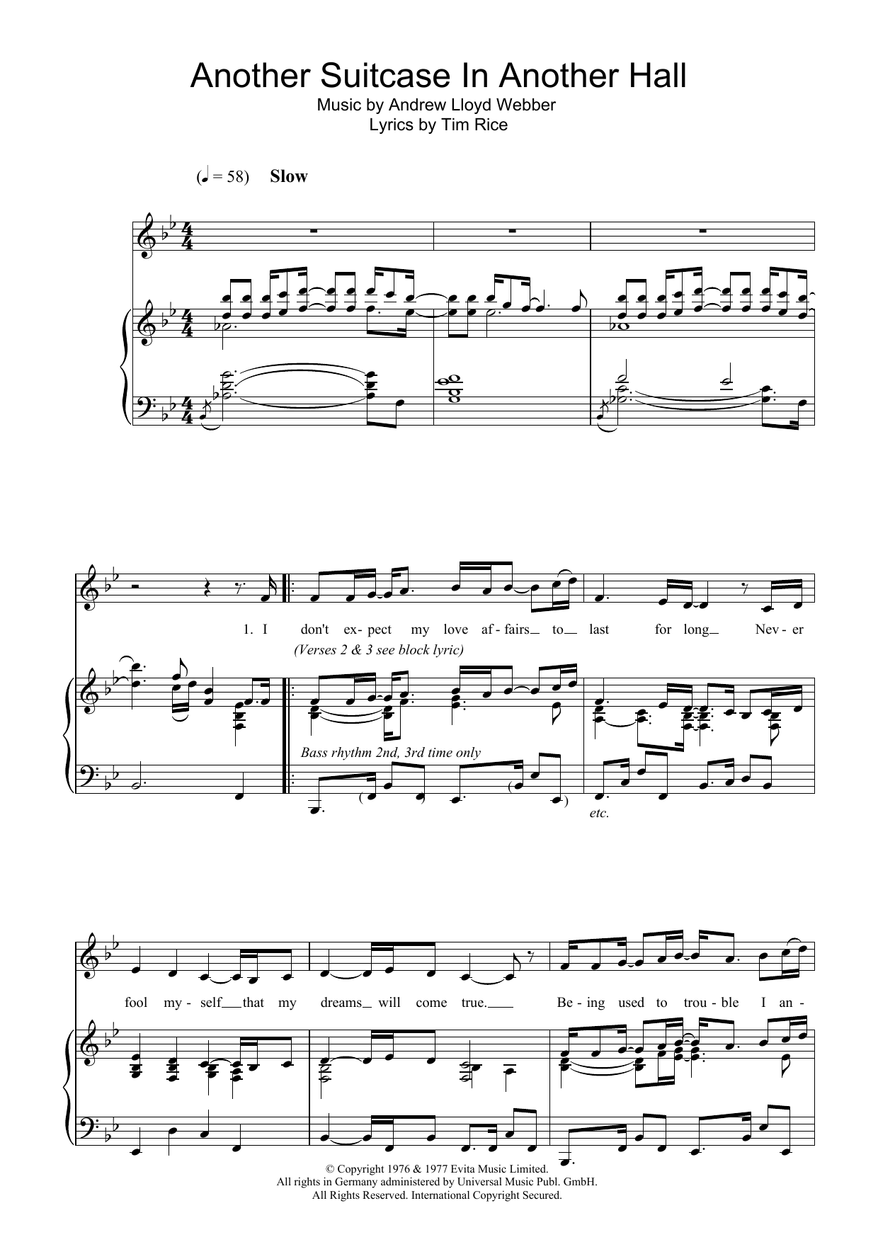 Andrew Lloyd Webber Another Suitcase In Another Hall sheet music notes and chords arranged for Cello Solo