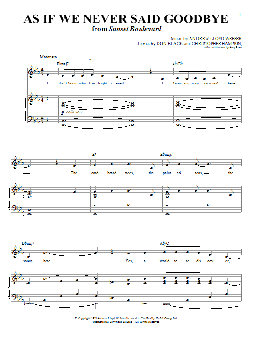 Andrew Lloyd Webber As If We Never Said Goodbye sheet music notes and chords arranged for Clarinet Solo