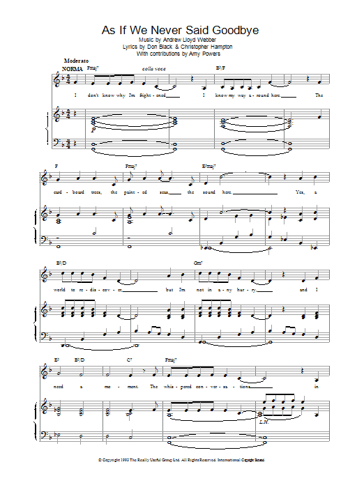 Andrew Lloyd Webber As If We Never Said Goodbye (from Sunset Boulevard) sheet music notes and chords. Download Printable PDF.