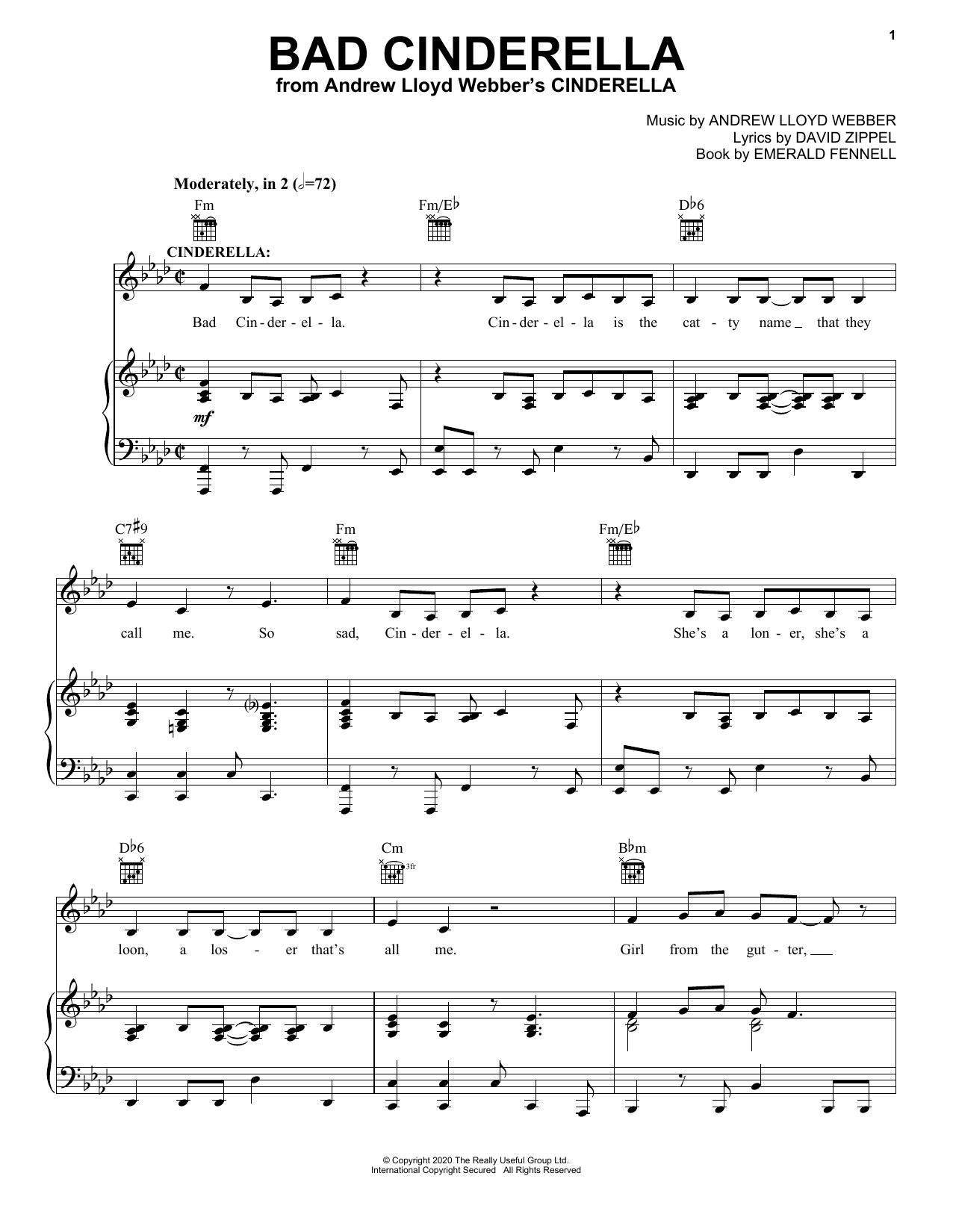 Andrew Lloyd Webber Bad Cinderella (from Andrew Lloyd Webber's Cinderella) sheet music notes and chords. Download Printable PDF.