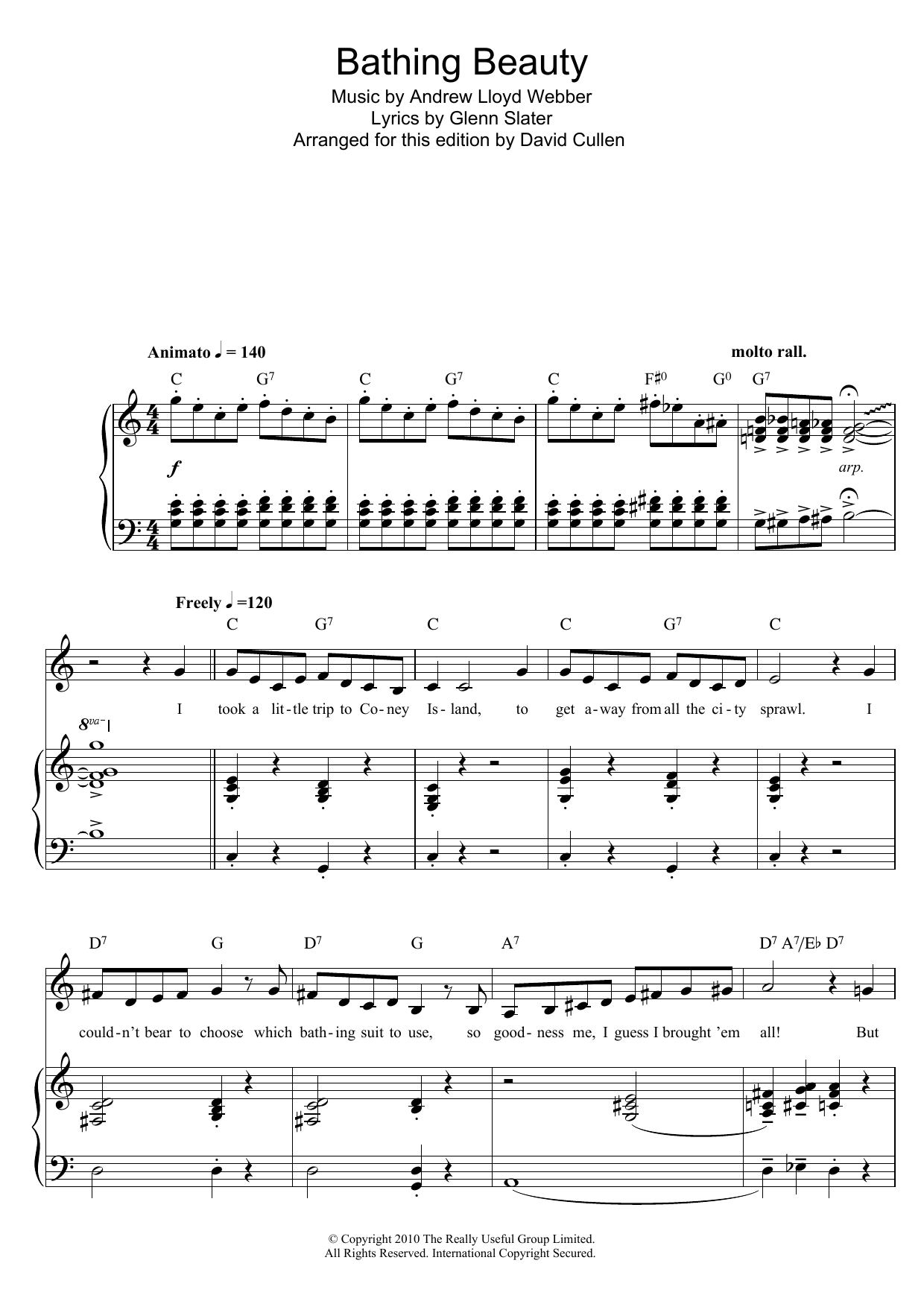 Andrew Lloyd Webber Bathing Beauty (from Love Never Dies) sheet music notes and chords. Download Printable PDF.