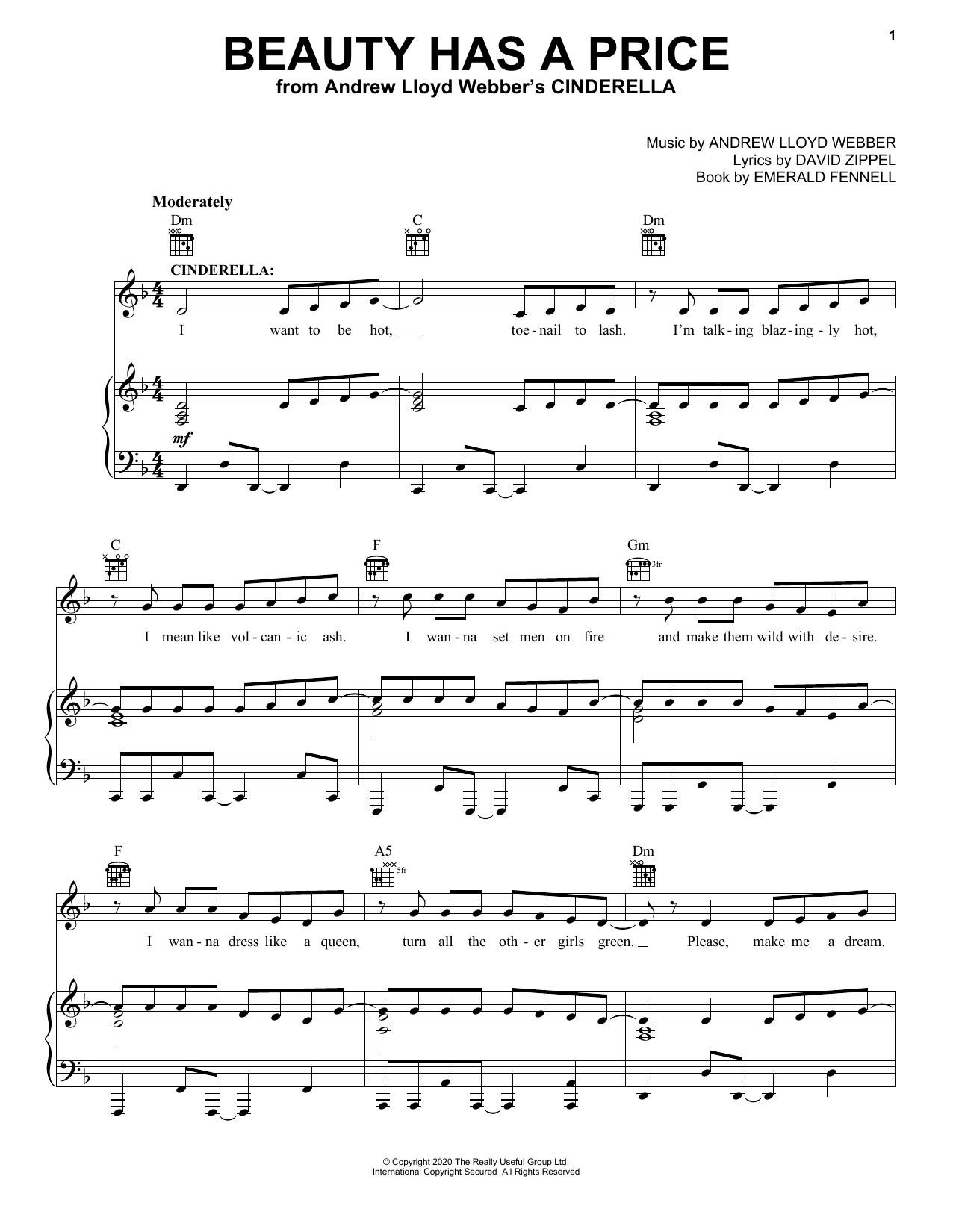 Andrew Lloyd Webber Beauty Has A Price (from Andrew Lloyd Webber's Cinderella) sheet music notes and chords arranged for Piano, Vocal & Guitar Chords (Right-Hand Melody)