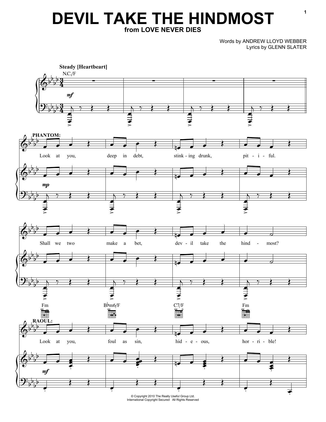 Andrew Lloyd Webber Devil Take The Hindmost sheet music notes and chords. Download Printable PDF.