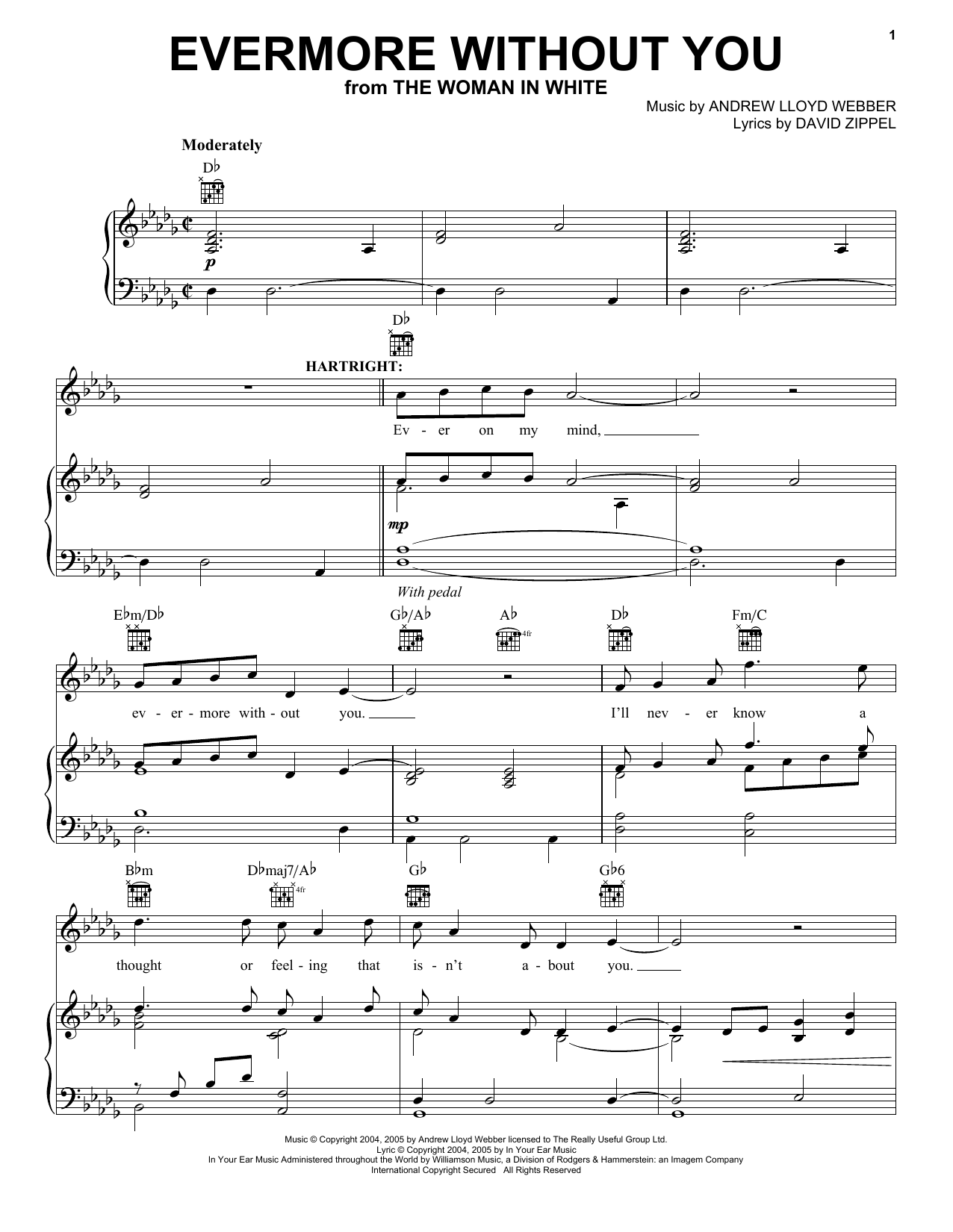 Andrew Lloyd Webber Evermore Without You sheet music notes and chords. Download Printable PDF.