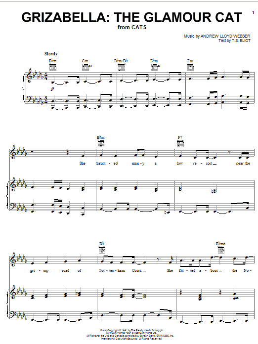 Andrew Lloyd Webber Grizabella: The Glamour Cat (from Cats) sheet music notes and chords. Download Printable PDF.